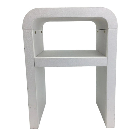 Ex-Display White U-Shaped Arched Dual Level Textured Side Table 55 X 39Cm NEW