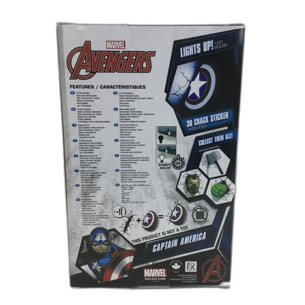 Marvel Avengers Captain America Light Up Led Bulbs 3D Crack Sticker For Wall NEW