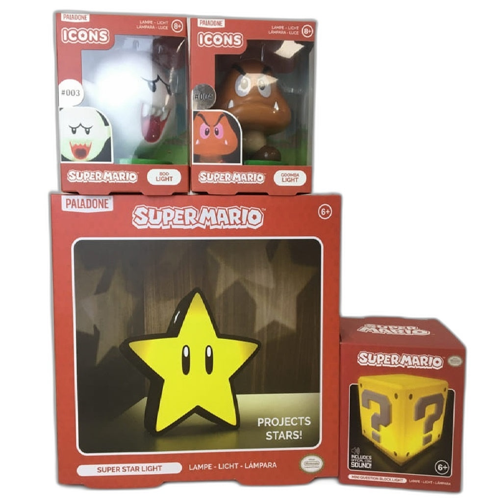 Paladone Super Mario Goomba Boo Question Block Star Collectible Light Bundle NEW