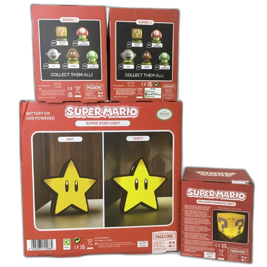 Paladone Super Mario Goomba Boo Question Block Star Collectible Light Bundle NEW