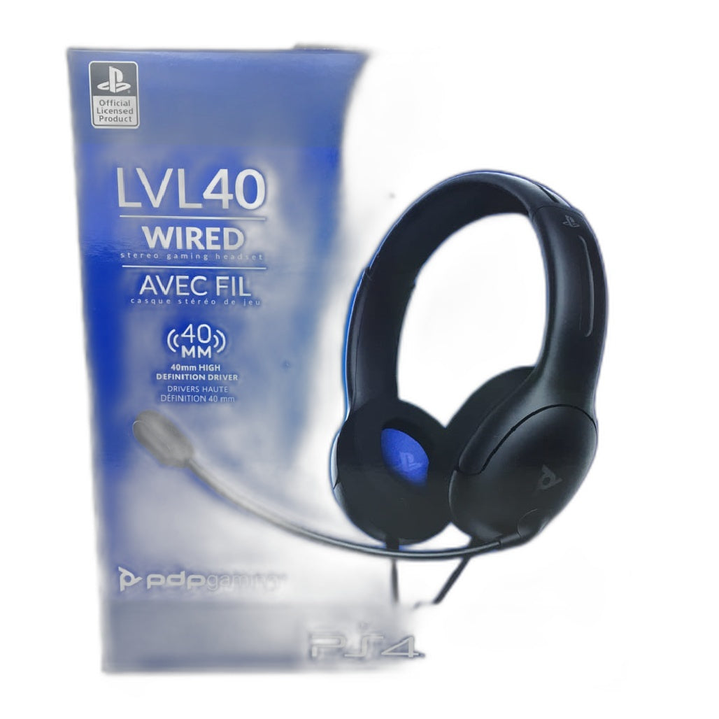 Brand NEW Pdp Ps4 Lvl40 Wired Stereo Gaming Headset W/ Microphone Black