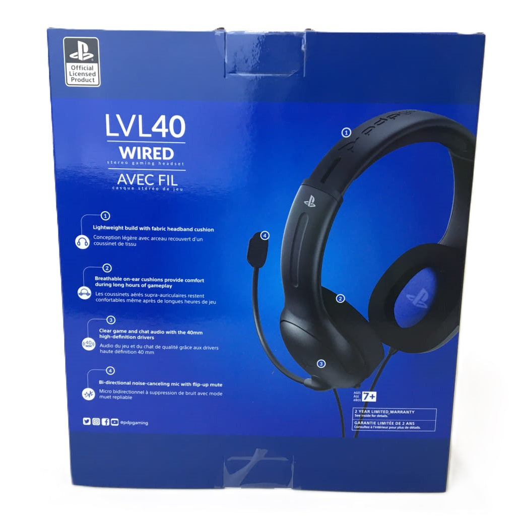 Brand NEW Pdp Ps4 Lvl40 Wired Stereo Gaming Headset W/ Microphone Black