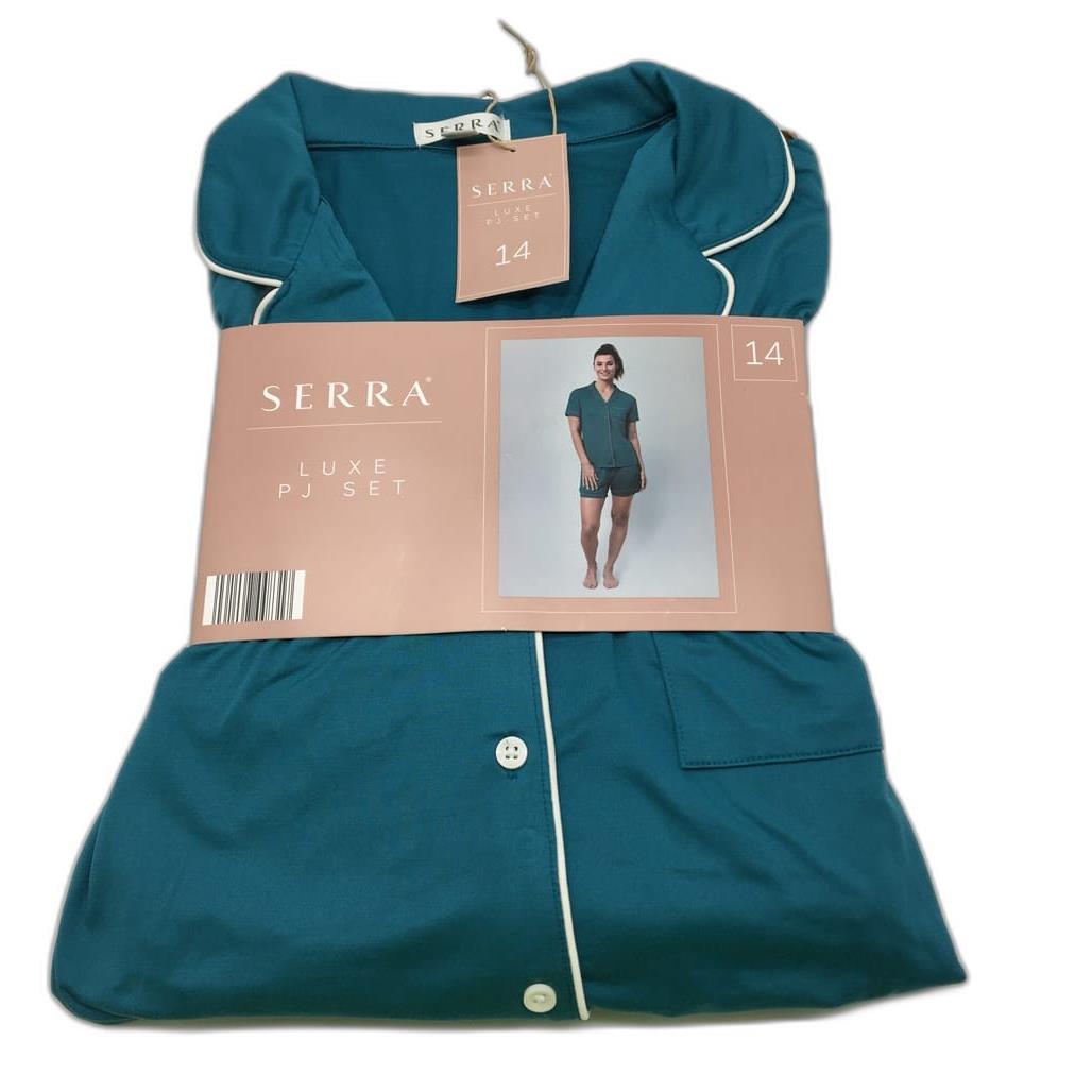 Brand NEW Serra Satin Look Short Sleeve, Button-Down Women'S Pyjama Set Size 14