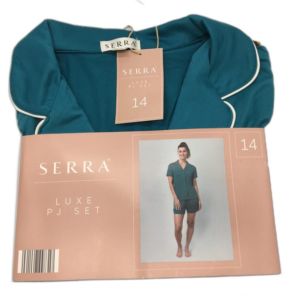 Brand NEW Serra Satin Look Short Sleeve, Button-Down Women'S Pyjama Set Size 14