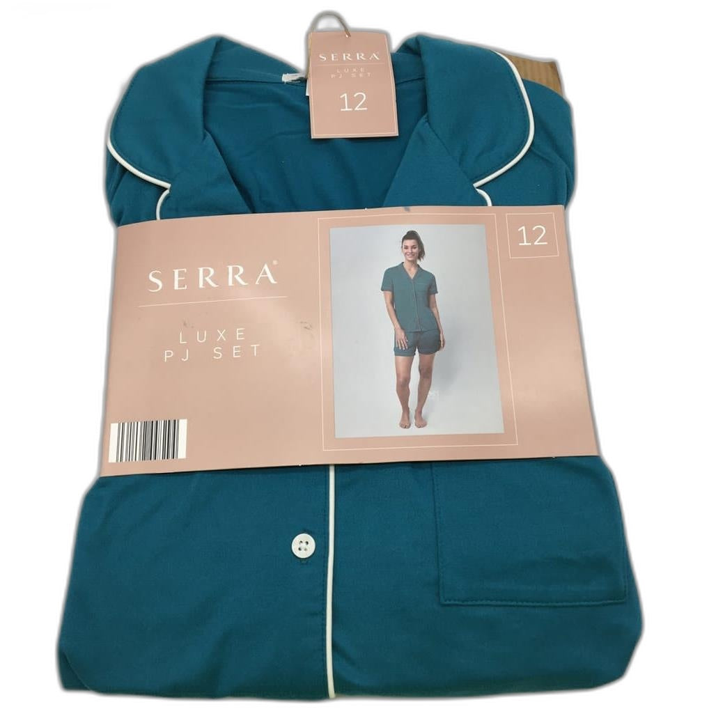 Brand NEW Serra Satin Look Short Sleeve, Button-Down Women'S Pyjama Set Size 12