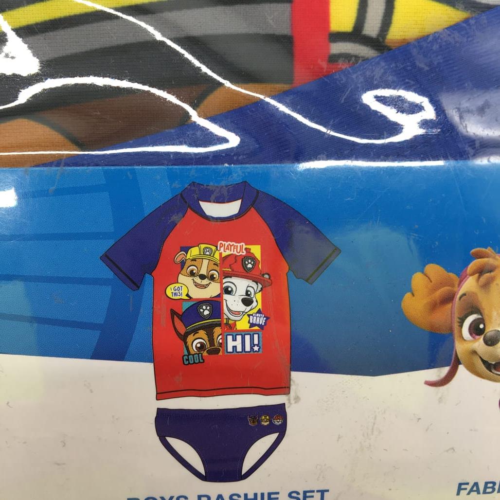 Brand NEW Children'S Licensed Swimwear Paw Patrol Boys Rashie Set Size 7