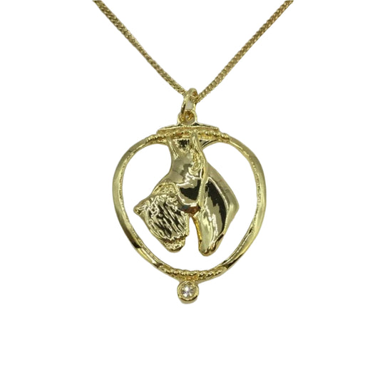 Deva Australia Jewels Of Nature 18K Gold Plated Schnauzer Cz Pendant NEW