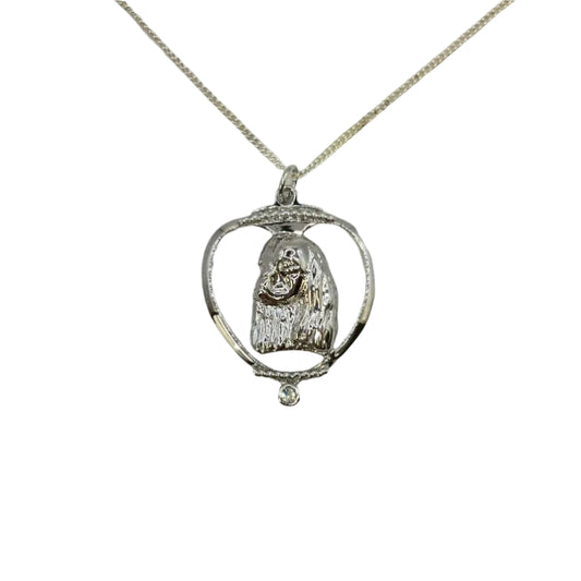 Deva Aust. Jewels Of Nature 18K Rhodium Silver Plate Spaniel Cz Pendant NEW