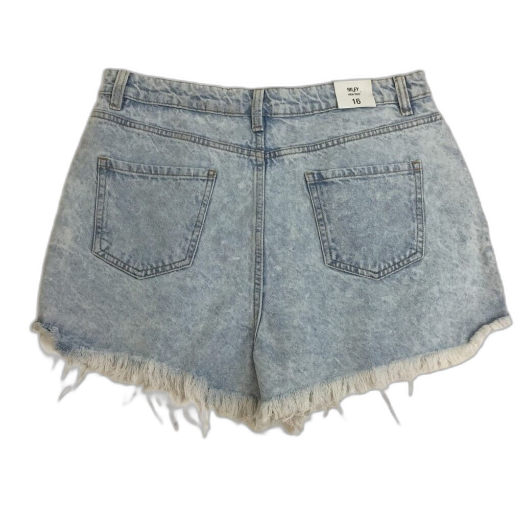 Jay Jays High Rise Riley Cotton Blend Ripped Faded Denim Shorts Ladies Sz 16 NEW