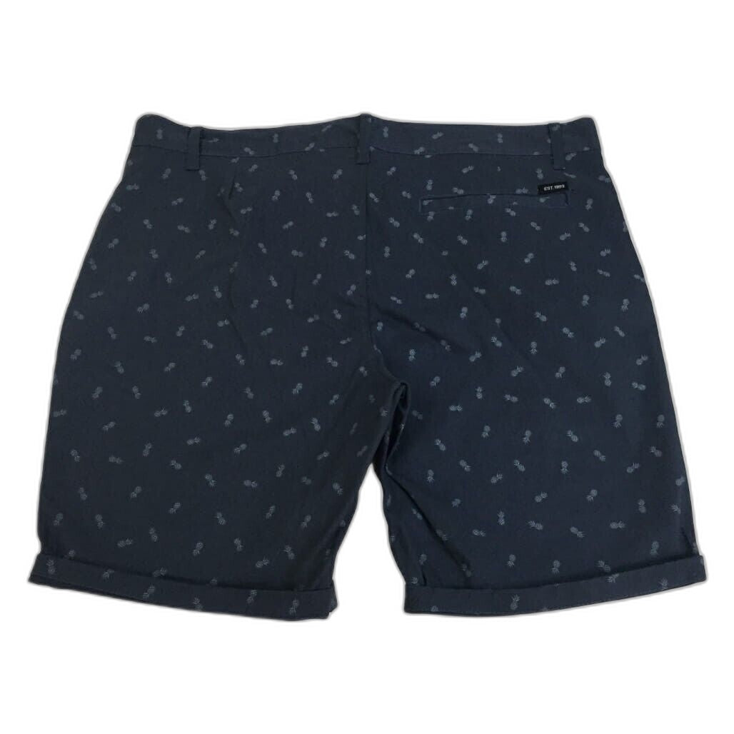 Jay Jays Chino Cotton Blend Pineapple Print Stretch Shorts Navy Mens Size 38 NEW