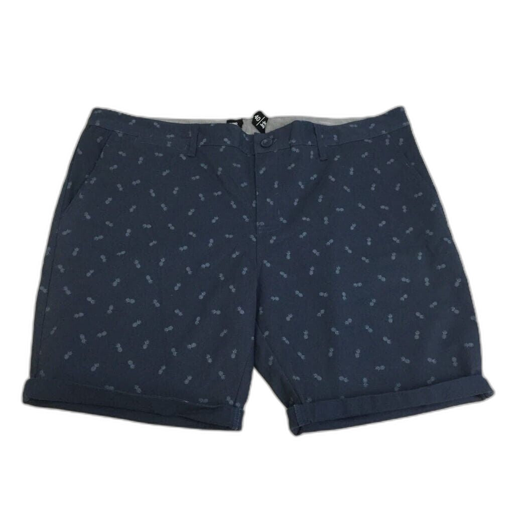 Jay Jays Chino Cotton Blend Pineapple Print Stretch Shorts Navy Mens Size 40 NEW