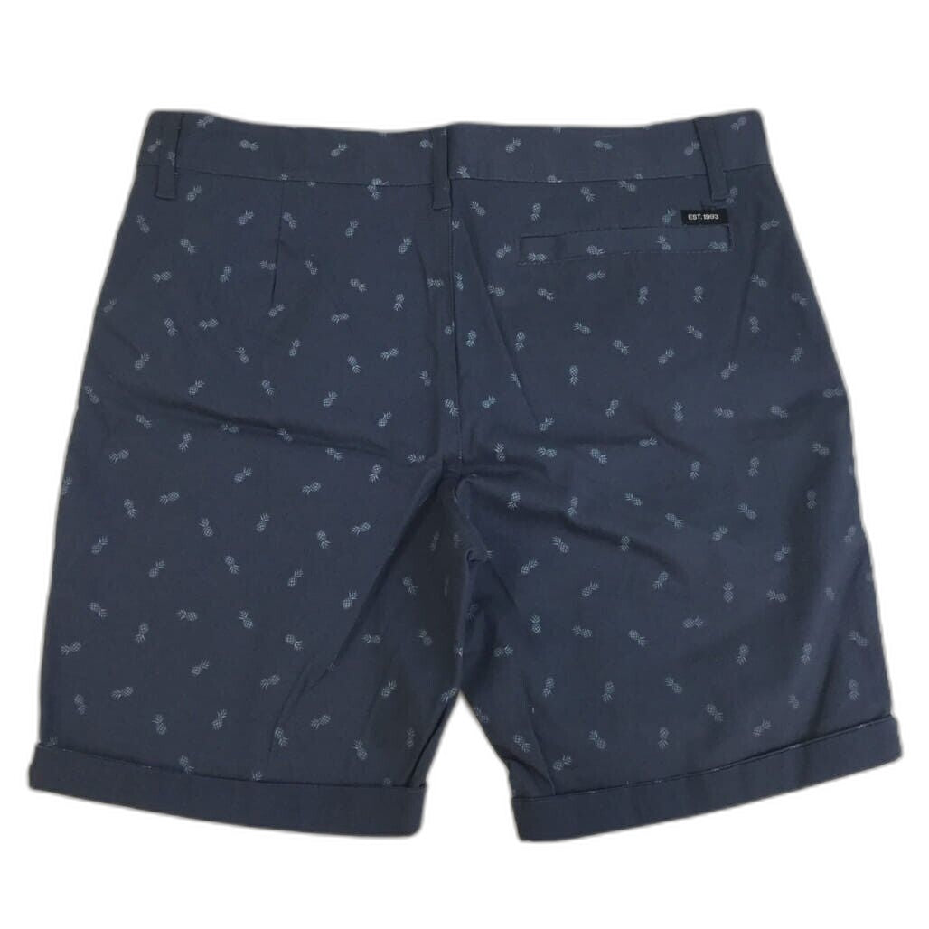 Jay Jays Chino Cotton Blend Pineapple Print Stretch Shorts Navy Mens Size 32 NEW