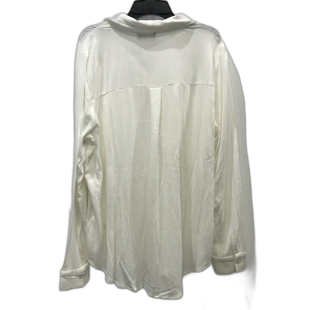 Brand NEW Dotti 100% Viscose Semi-Sheer Long Sleeve Blouse White Women'S Size 12