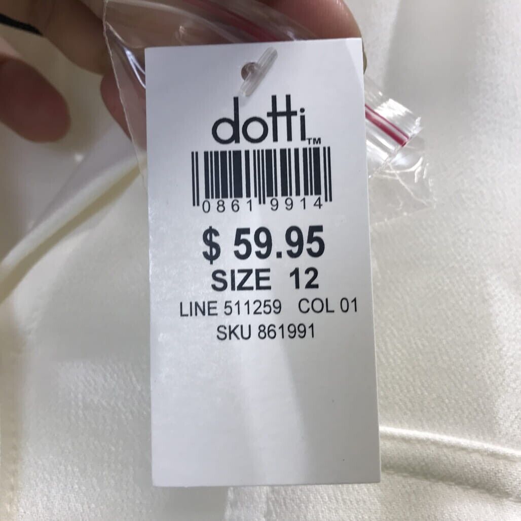 Brand NEW Dotti 100% Viscose Semi-Sheer Long Sleeve Blouse White Women'S Size 12