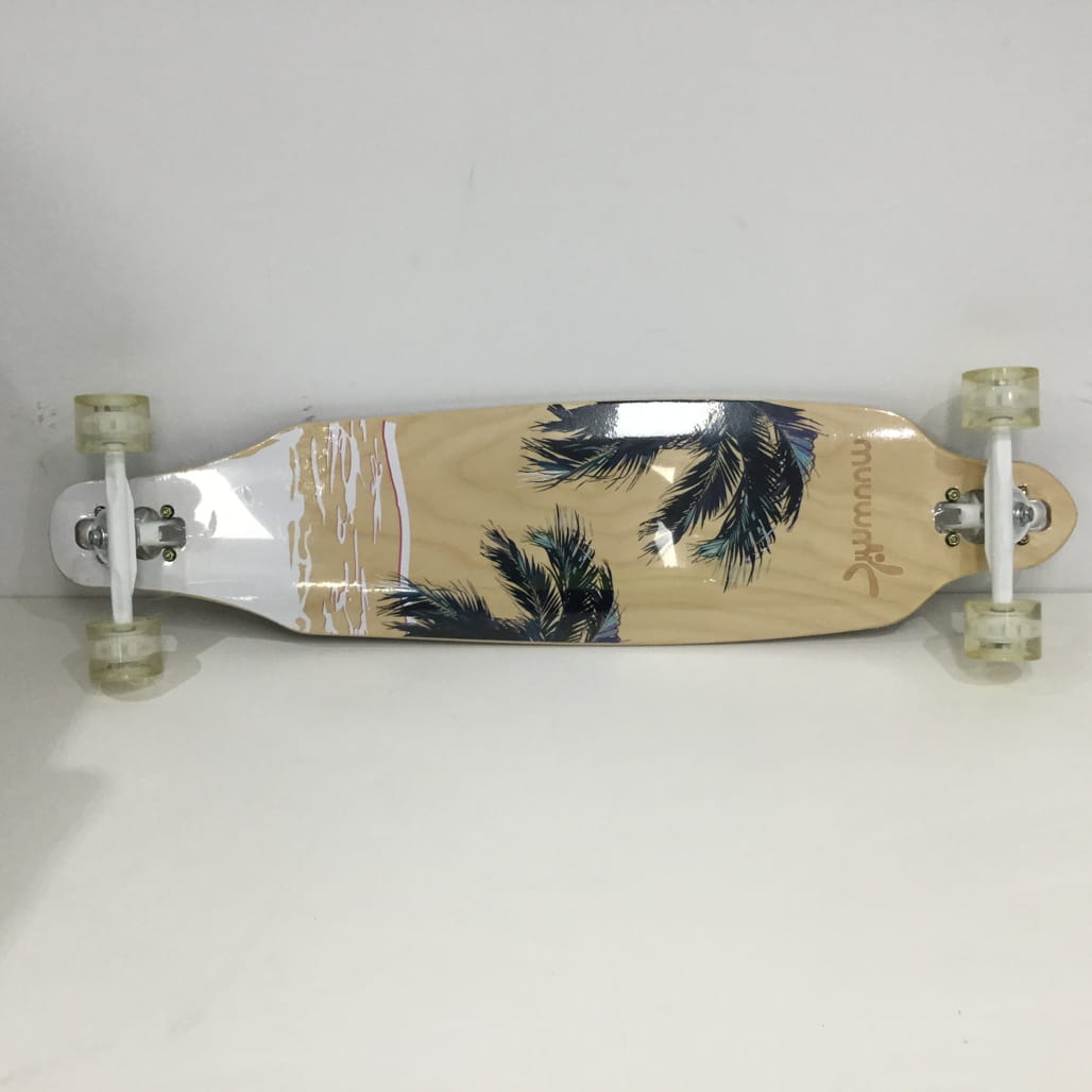 38" Maple Wood Pablo Dog & Palm Tree Led Wheels Drop Thru Carver Skateboard NEW