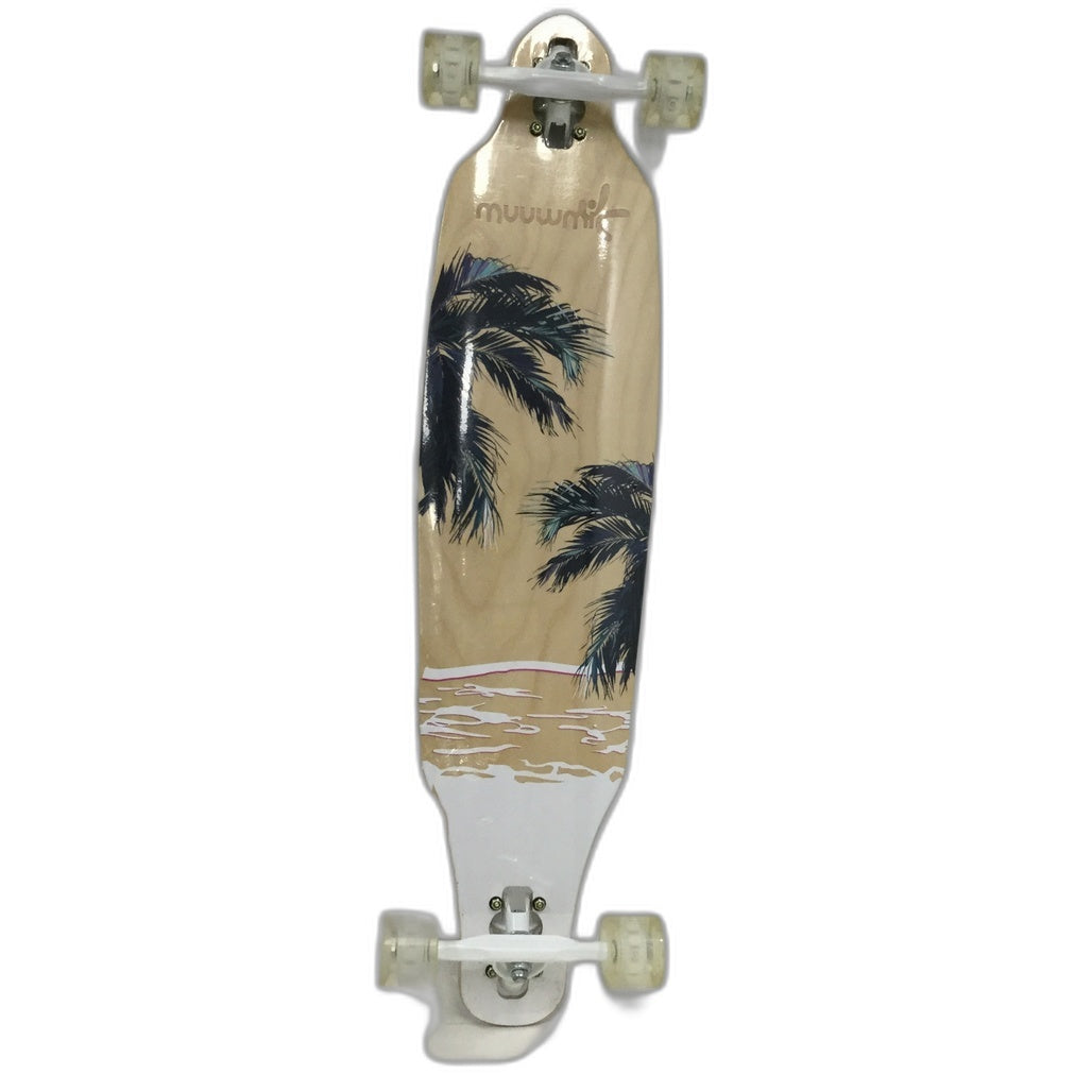 38" Maple Wood Pablo Dog & Palm Tree Led Wheels Drop Thru Carver Skateboard NEW