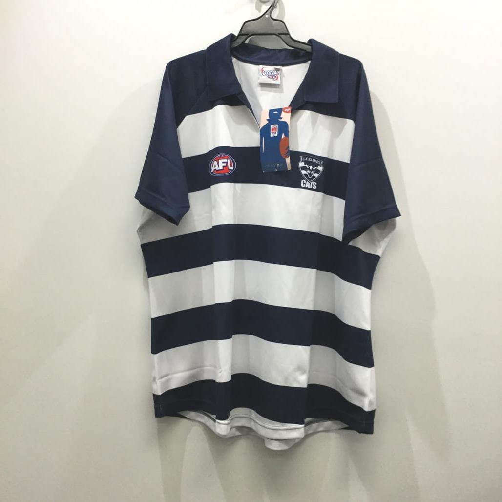 Official Afl For Her Geelong Cats Polo Tee Blue & White Ladies Size 26-28 NEW