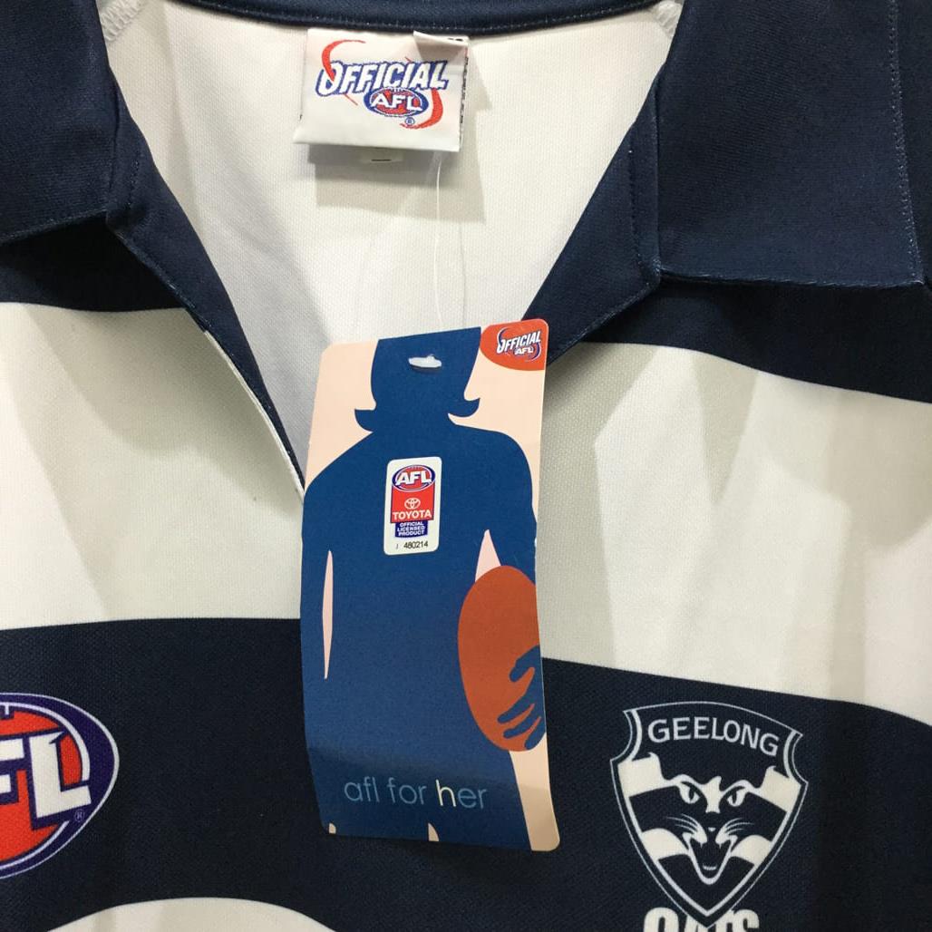 Official Afl For Her Geelong Cats Polo Tee Blue & White Ladies Size 26-28 NEW