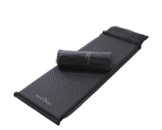 Adventuridge Self Inflating Camping Mat & Pillow Black & Storage Bag 192Cm NEW