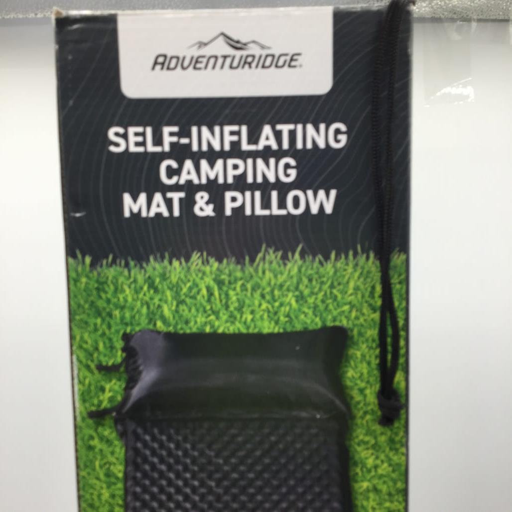 Adventuridge Self Inflating Camping Mat & Pillow Black & Storage Bag 192Cm NEW