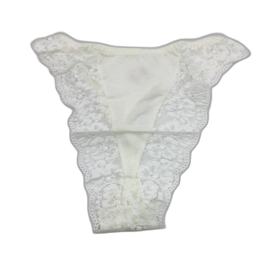 Manufat Ivory Lace Accented Tanga Thong Underwear Italy Made Lds Size (I2) S NEW