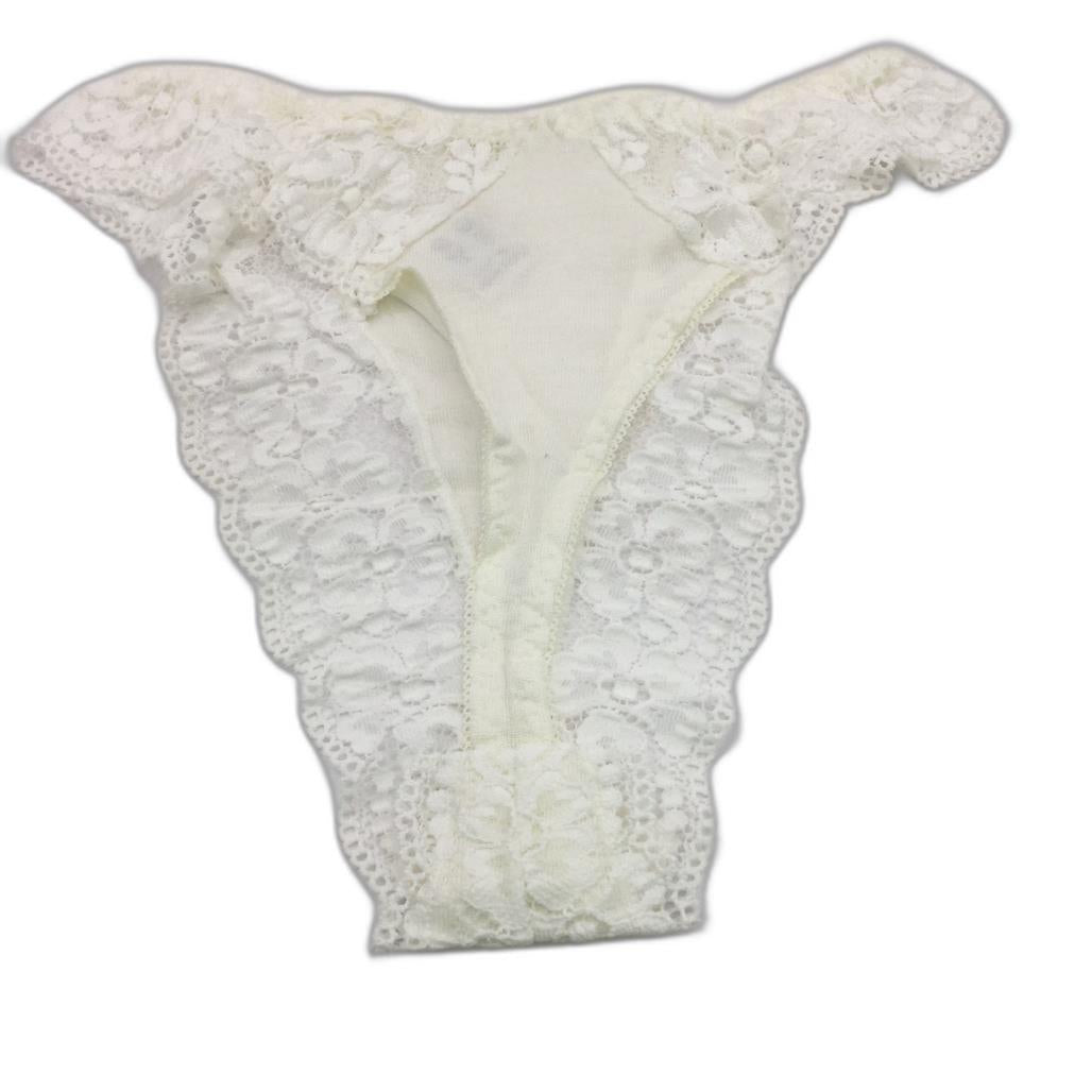 Manufat Ivory Lace Accented Tanga Thong Underwear Italy Made Lds Size (I2) S NEW