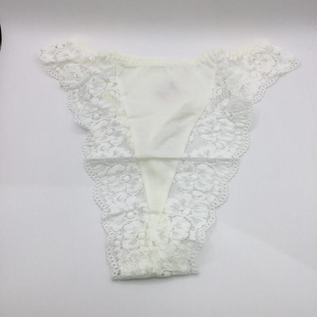 Manufat Ivory Lace Accented Tanga Thong Underwear Italy Made Lds Size (I2) S NEW