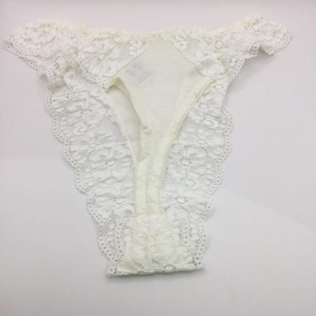 Manufat Ivory Lace Accented Tanga Thong Underwear Italy Made Lds Size (I2) S NEW