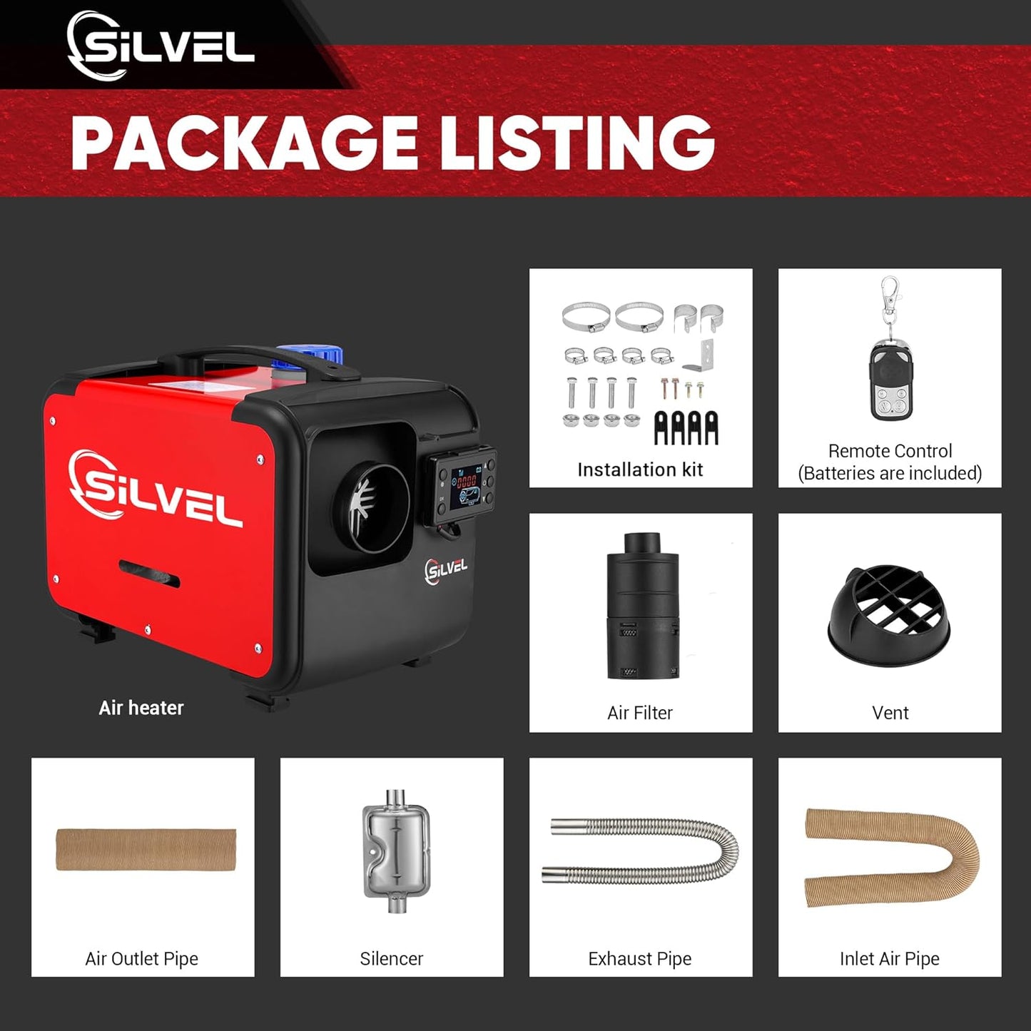 Silvel 8Kw All In One Portable 12V Diesel Air Heater Lcd Display & Remote NEW