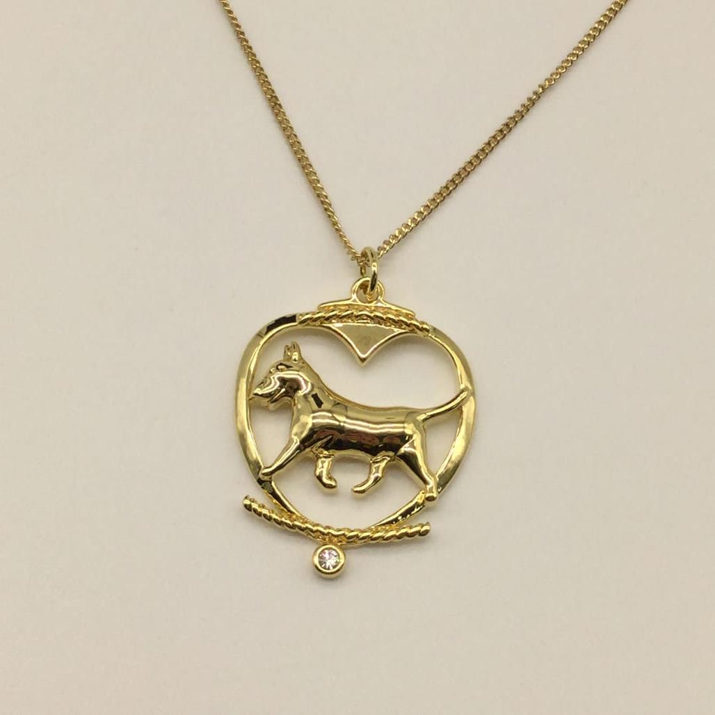 Deva Australia Jewels Of Nature 18K Gold Plated Bull Terrier Cz Pendant NEW