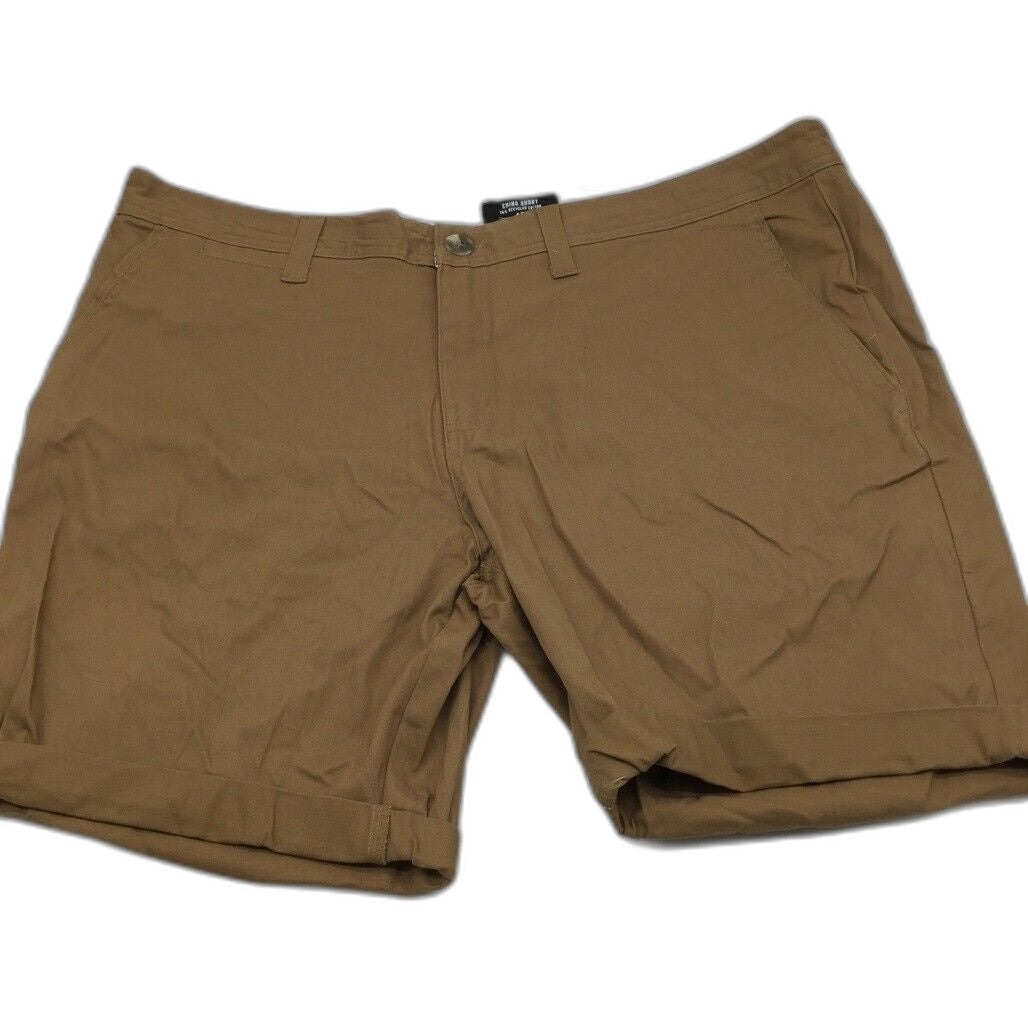 Jay Jays Chino Cotton Blend Fold Up Cuff Stretch Shorts Brown Mens Size 40 NEW