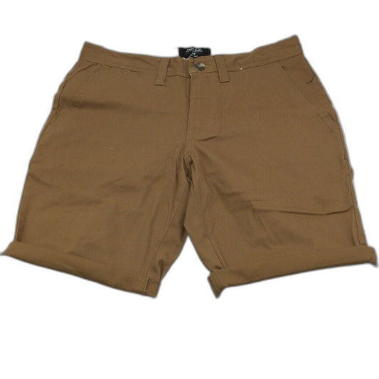 Jay Jays Chino Cotton Blend Fold Up Cuff Stretch Shorts Brown Mens Size 28 NEW