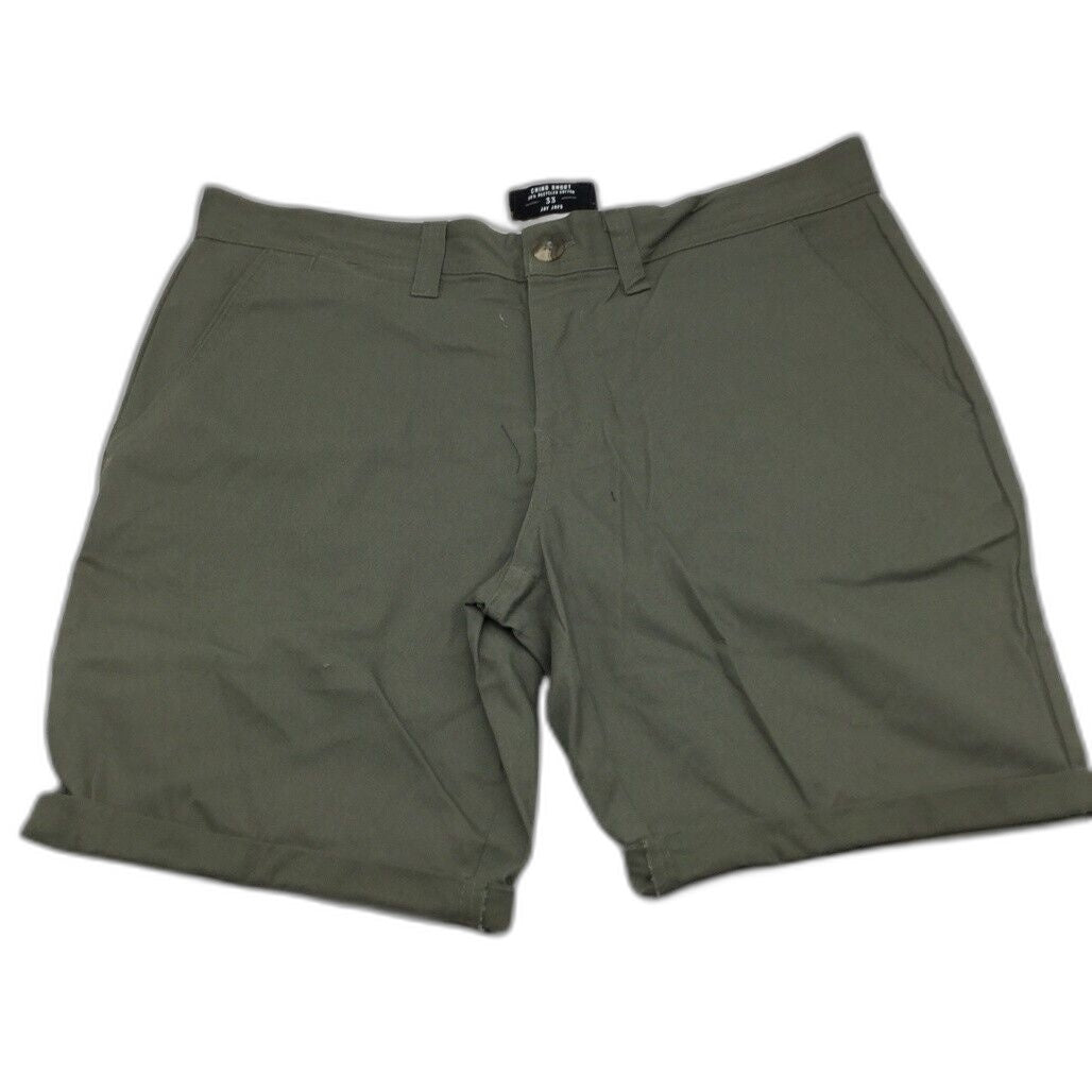 Jay Jays Chino Cotton Blend Fold Up Cuff Stretch Shorts Olive Mens Size 33 NEW