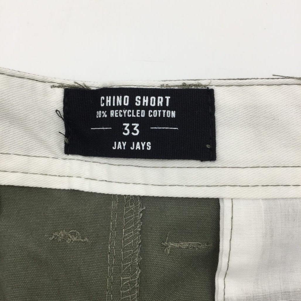 Jay Jays Chino Cotton Blend Fold Up Cuff Stretch Shorts Olive Mens Size 33 NEW