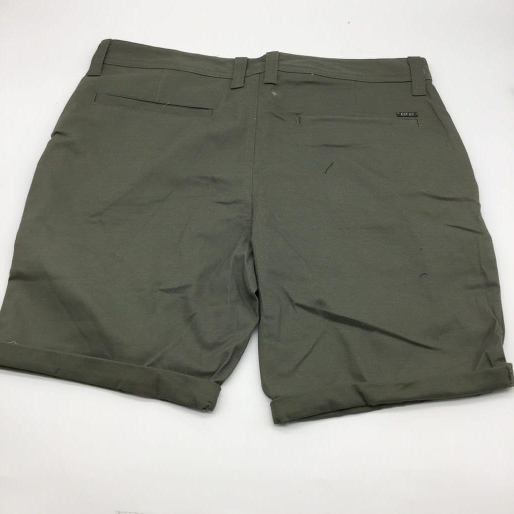 Jay Jays Chino Cotton Blend Fold Up Cuff Stretch Shorts Olive Mens Size 33 NEW