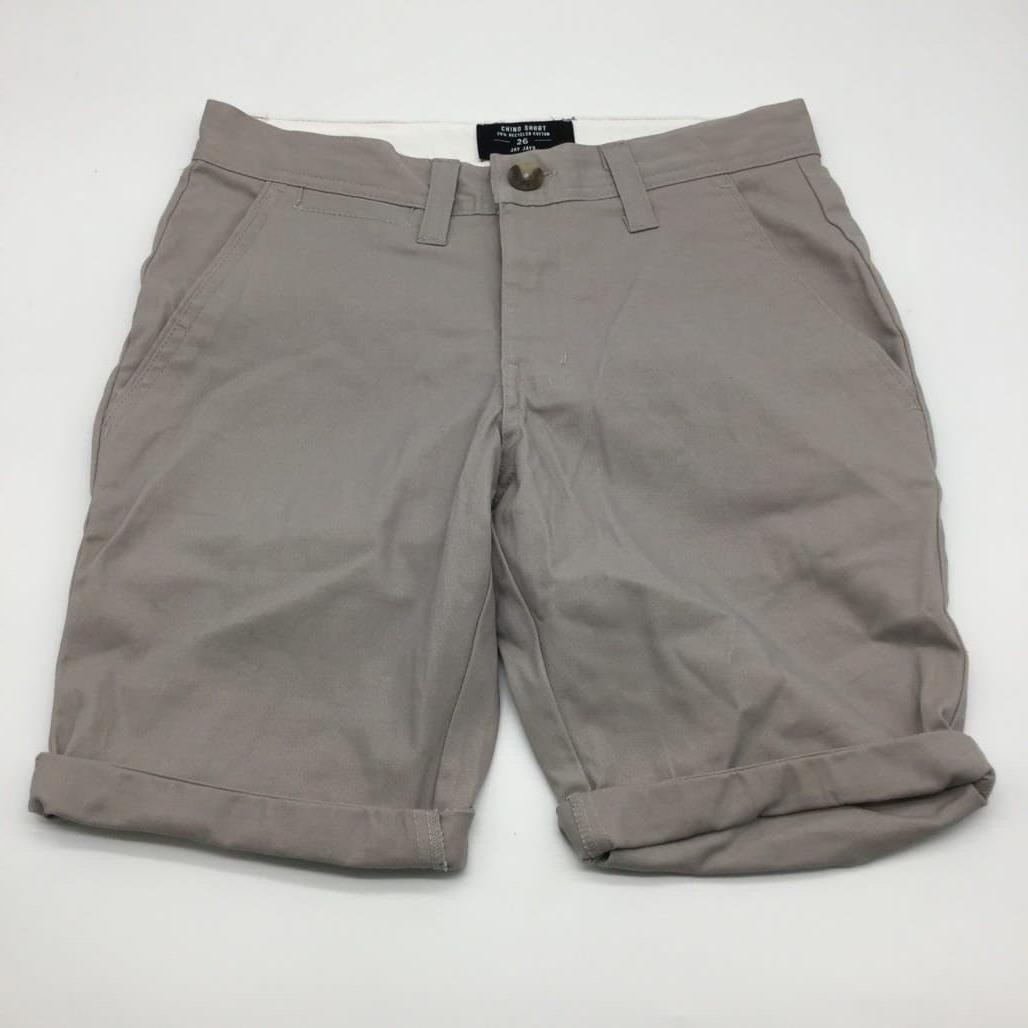 Jay Jays Slim Chino Cotton Blend Fold Up Cuff Stretch Shorts Grey Mens Sz 26 NEW