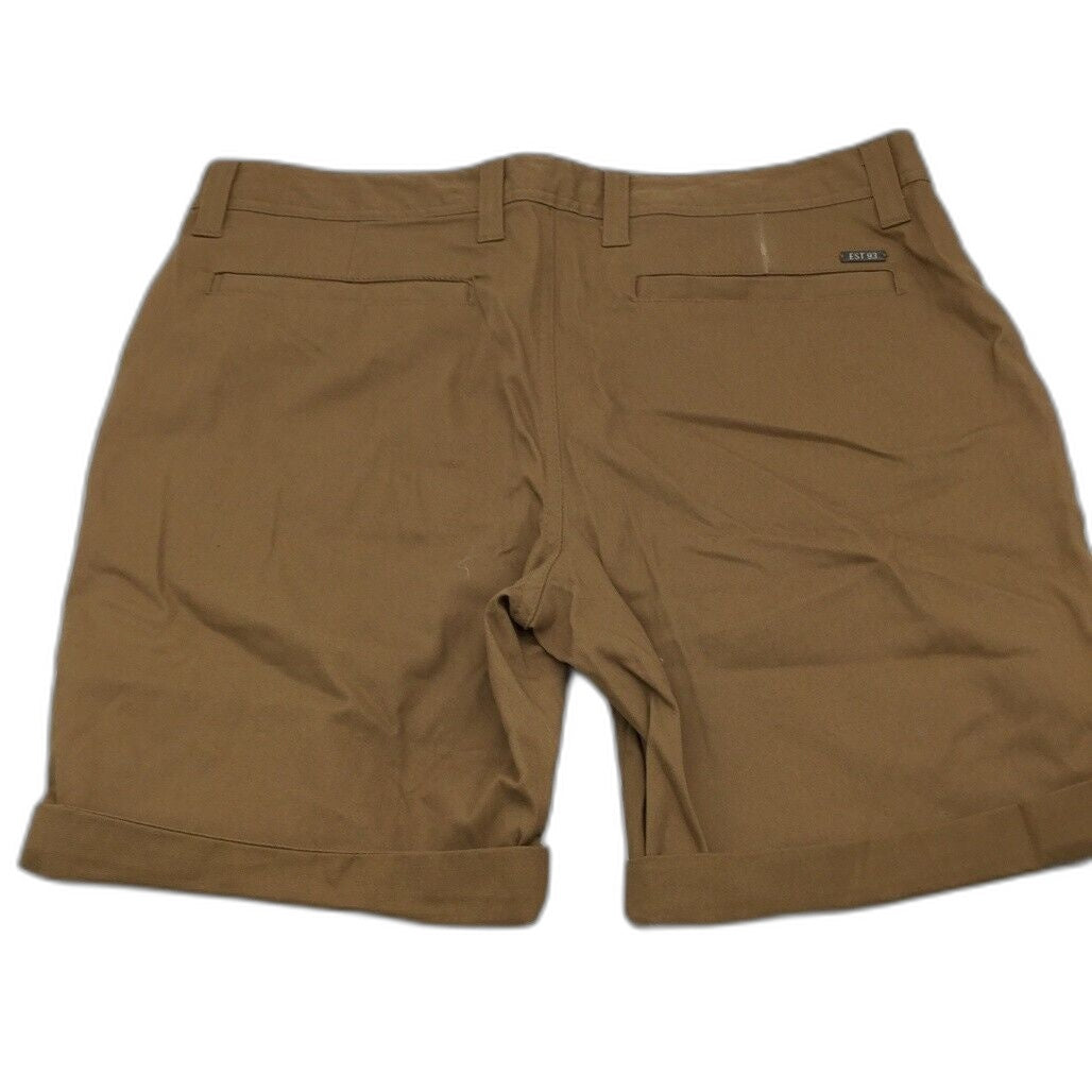 Jay Jays Chino Cotton Blend Fold Up Cuff Stretch Shorts Brown Mens Size 34 NEW