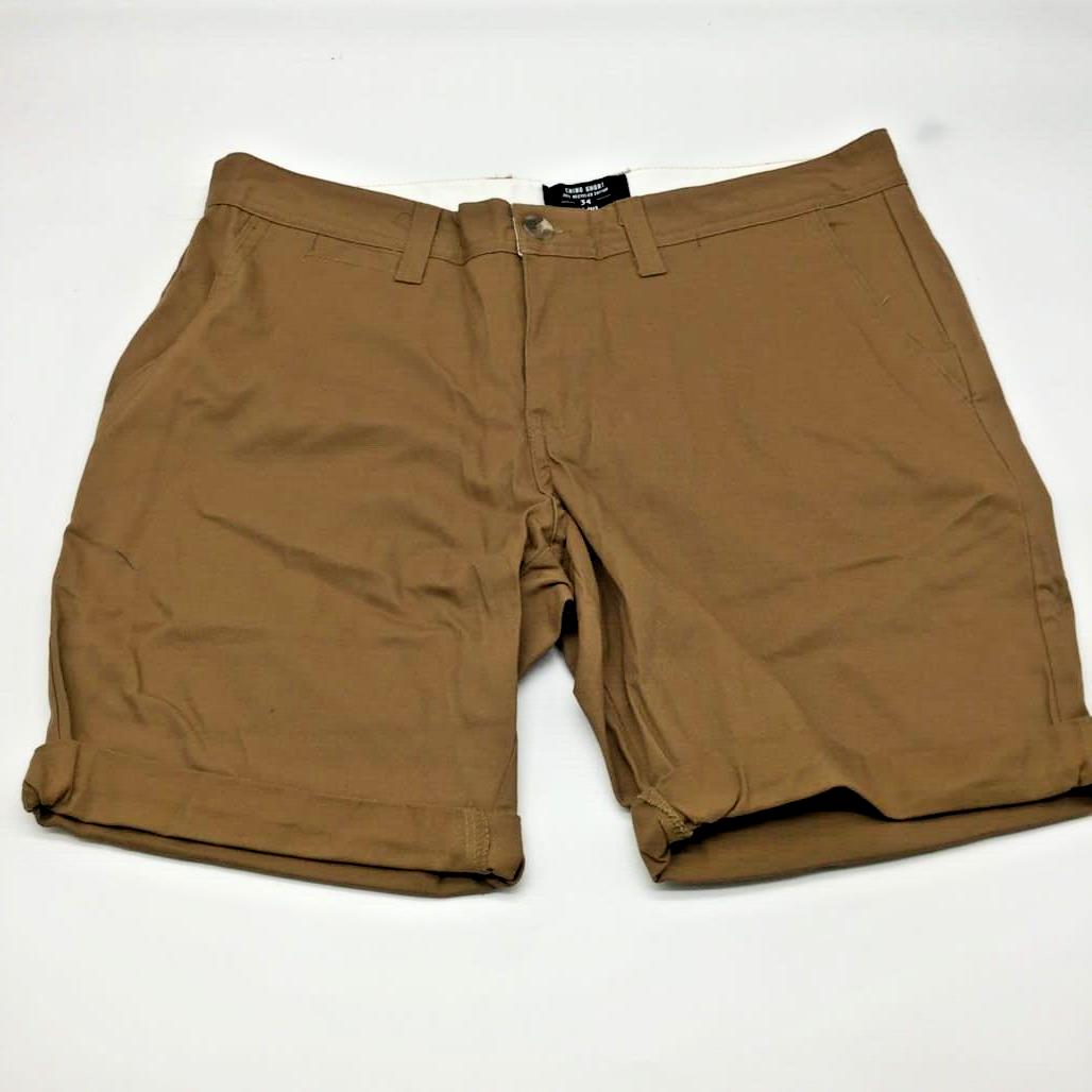 Jay Jays Chino Cotton Blend Fold Up Cuff Stretch Shorts Brown Mens Size 34 NEW