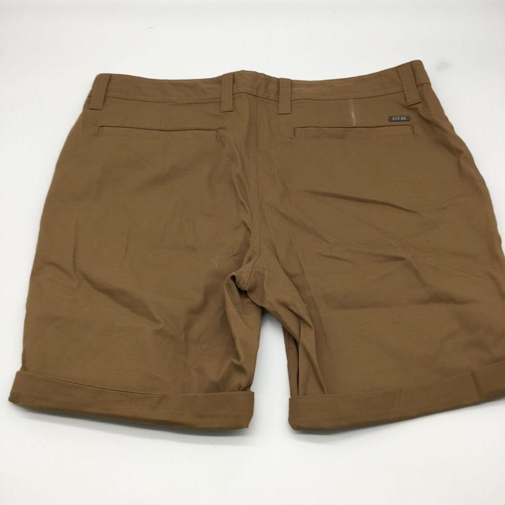 Jay Jays Chino Cotton Blend Fold Up Cuff Stretch Shorts Brown Mens Size 34 NEW