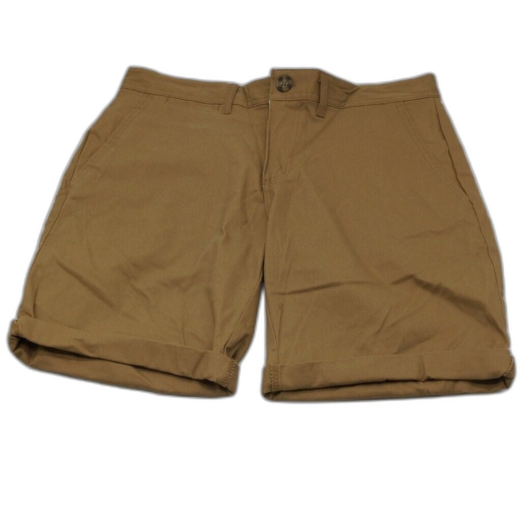 Jay Jays Chino Cotton Blend Fold Up Cuff Stretch Shorts Brown Mens Size 33 NEW