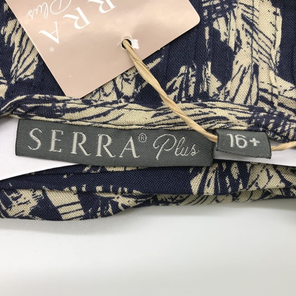 Serra Plus Navy Blue Palm Print Womans Fashion Light & Flowy Kimono Size 16+ NEW