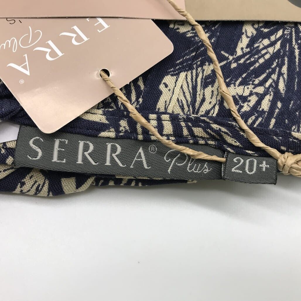 Serra Plus Navy Blue Palm Print Womans Fashion Light & Flowy Kimono Size 20+ NEW