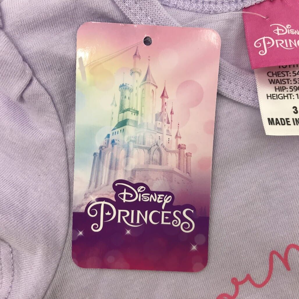 Disney Princess Soft Cotton Purple Nighties Set Of 3 Matching Kids Size 3 NEW