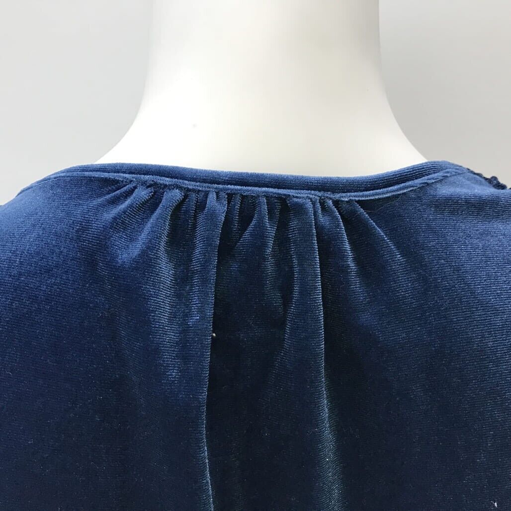 Brand NEW Pilgrim Maisie Padded Shoulder Blue Velvet Mini Dress Women'S Size 14