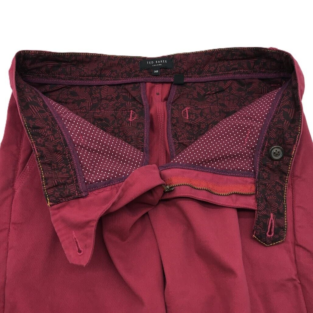 Ted Baker London 100 % Cotton Magenta Men'S Trousers Size 30R NEW