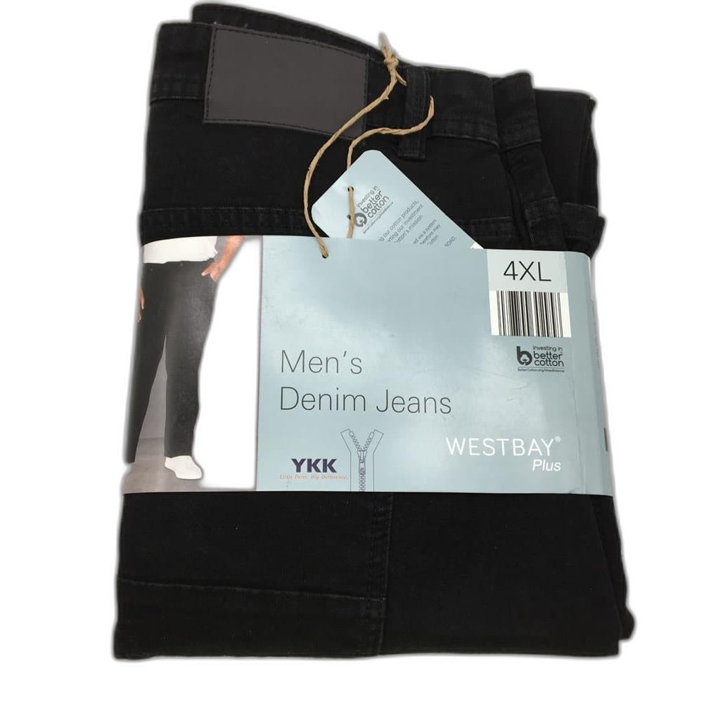 Brand NEW Westbay Plus Men'S Straight Black Denim Jeans Size 4Xl