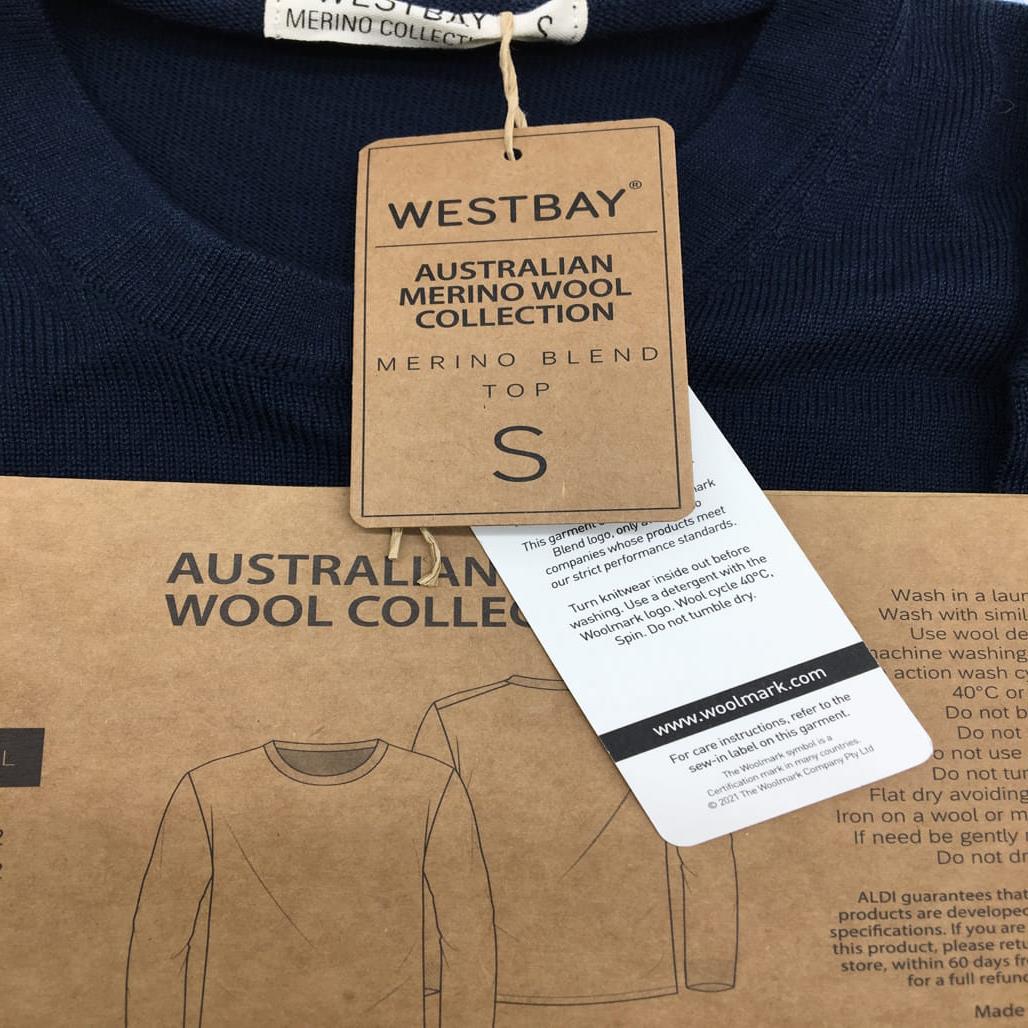 Brand NEW Westbay Australian Merino Blend Men'S Sweat Top Navy Blue Size Small