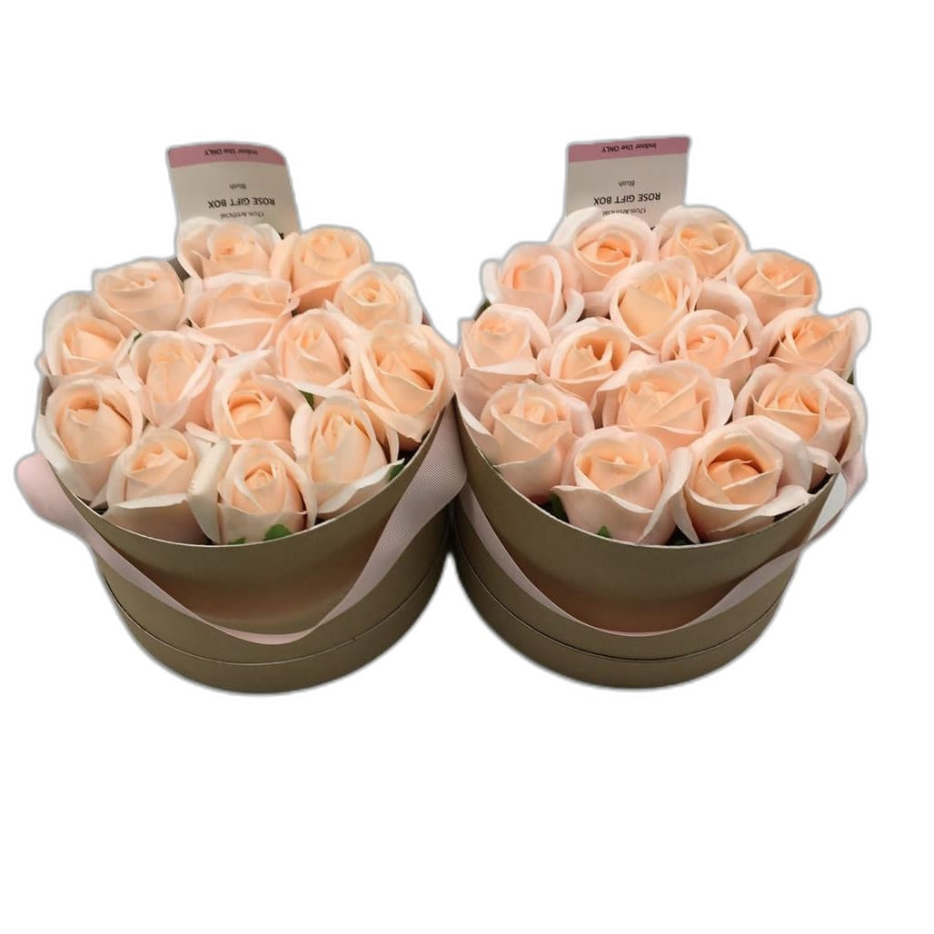 Un-Real Hedge& Plant 17 Cm Artificial Rose Gift Boxes Set Of 2 Pink NEW