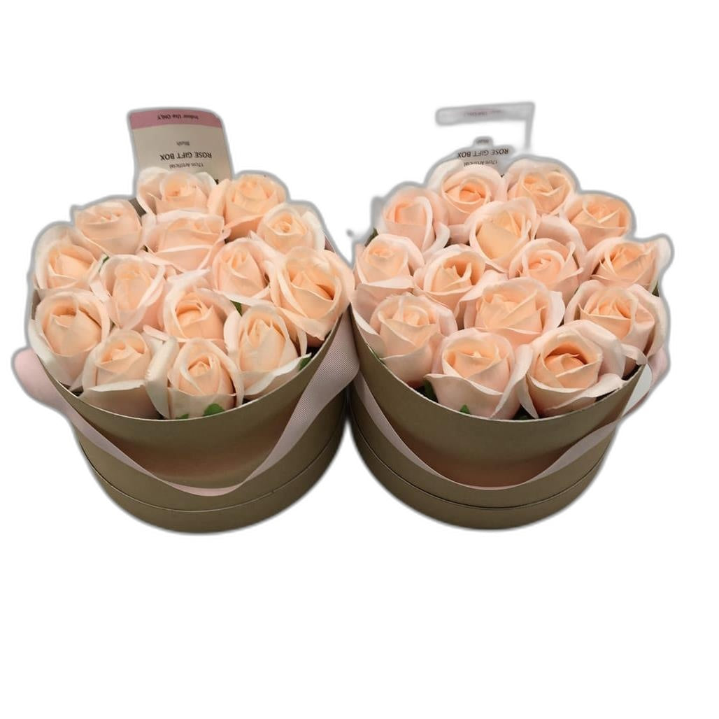 Un-Real Hedge& Plant 17 Cm Artificial Rose Gift Boxes Set Of 2 Pink NEW