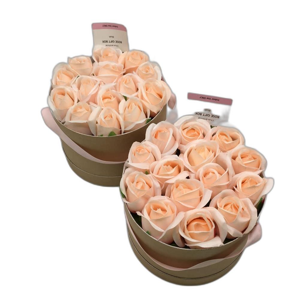 Un-Real Hedge& Plant 17 Cm Artificial Rose Gift Boxes Set Of 2 Pink NEW